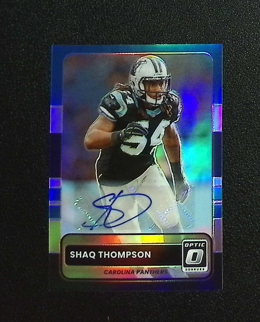 Shaq Thompson Holo Prizm Retro Auto 2025 Donruss Optic #24 Carolina Panthers: Panini, Donruss Optic, & Donruss Select, Prizm, Mosaic, Contenders, Zenith, Phoenix, Illusions, Absolute, Rookie NFL Sports Trading Cards, SP, SSP, Cards, Football Cards for Sale Near Me, Superbowl & 