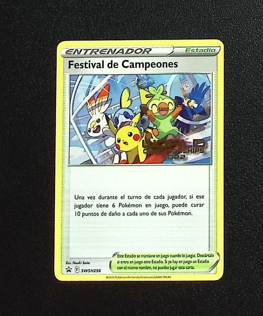 2022 Pokemon Champions Festival Promo Spanish #SWSH296: Pokemon Trading Card Game Cards, Charizard, Pikachu, Mewtwo, Reverse Holo, Holo Rare, Secret Rare Cards, Full Art Cards, Eevee, Ultra Rare Card, Illustration Rare, Special Illustration Rare SIR