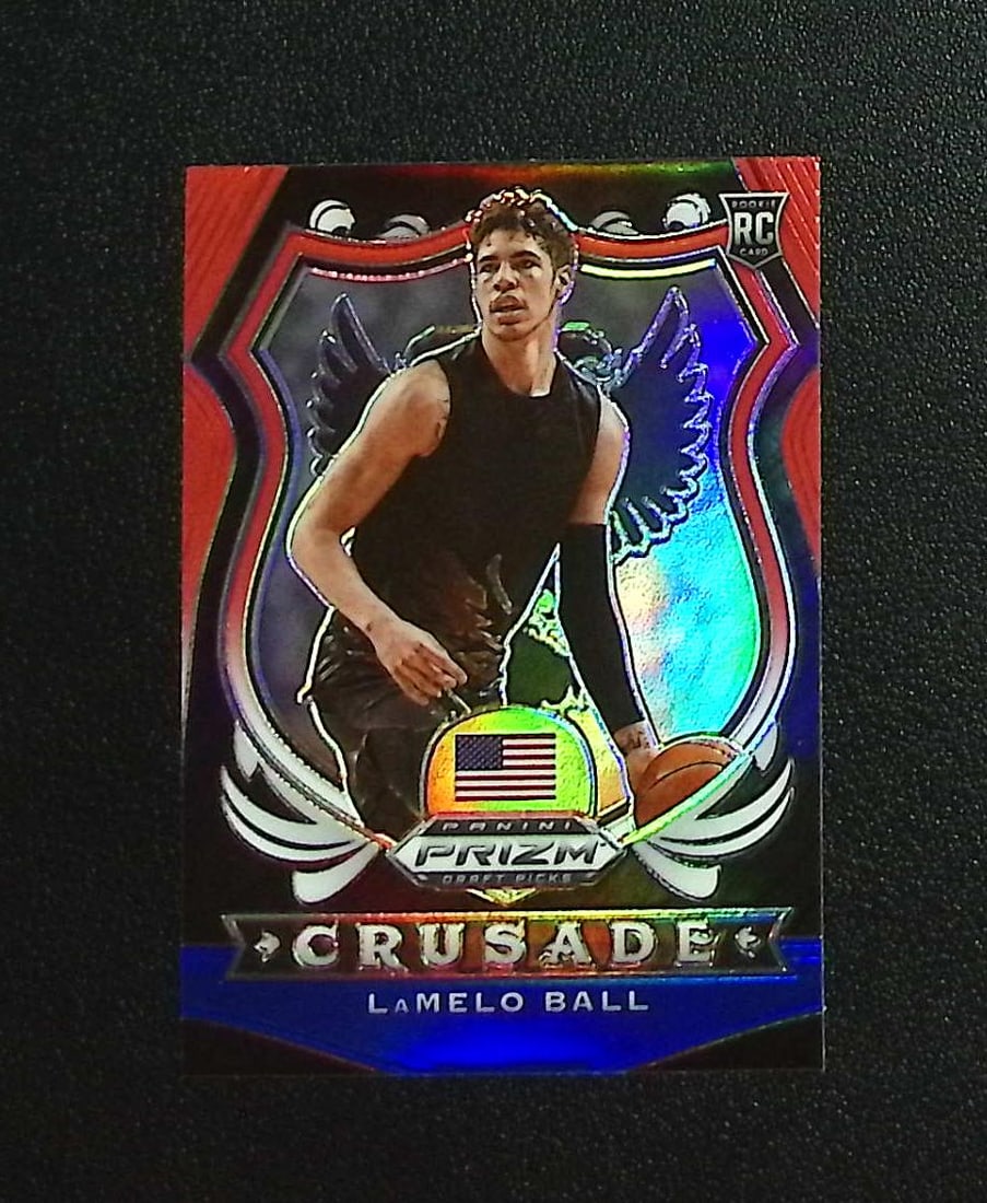 LaMelo Ball Rookie Red White Blue Prizm 2020 Prizm Draft Picks #83 Hornets, Timberwolves: Panini, Donruss Optic, Donruss Select, Prizm, Mosaic, Contenders, Revolution, Phoenix, NBA Hoops, Rookie NFL Sports Trading Cards, Silver, SP, SSP, Wave Prizms, Numbered Cards, Basketball sports Cards