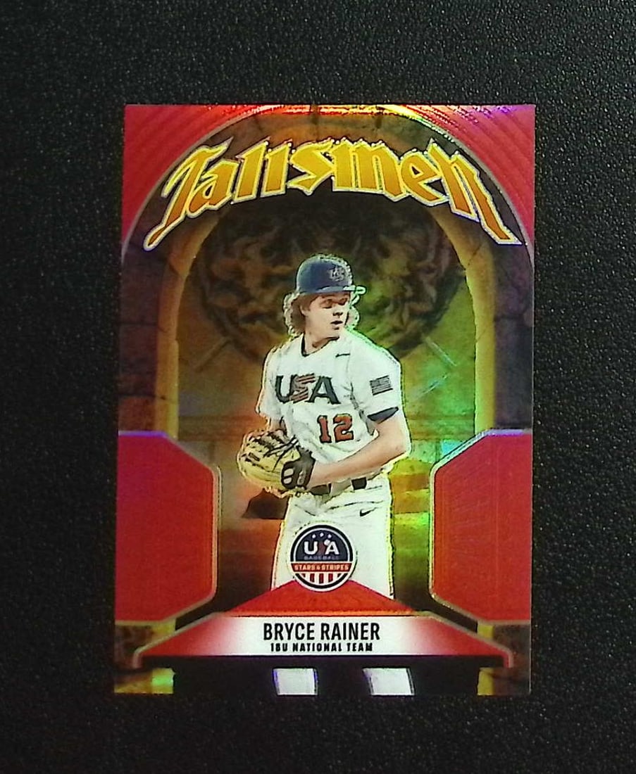 Bryce Rainer Talismen Red Prizm /199 2025 Painin Stars & Stripes #11 Detroit Tigers: Panini, Donruss, & Donruss Optic Baseball MLB Trading & Sports Cards, Sports Cards for Sale Near Me, Prizm, Mosaic, Select, SP, SSP, Auction Memorabilia Lots for Sale On Line, World Series & Hall of F