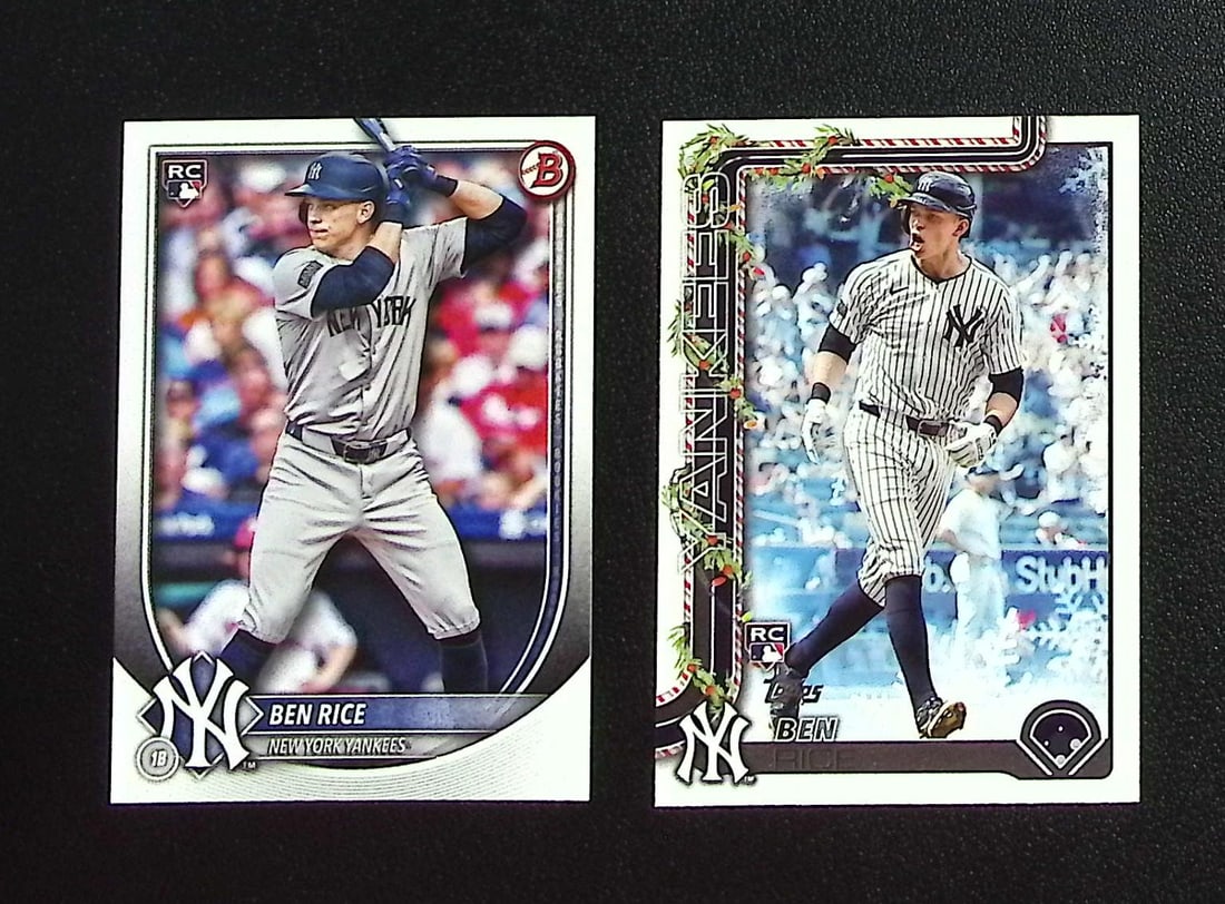 Lot of 2 Ben Rice Rookie Cards 2026 Bowman #85 & Topps Holiday #H8 New York Yankees: Topps, Bowman, & Fanatics Baseball MLB Trading & Sports Cards, Sports Cards for Sale Near Me, World Series & Hall of Fame Players Memorabilia, Refractors, X-Fractors, Numbered, SP, SSP, Valuable Aucti