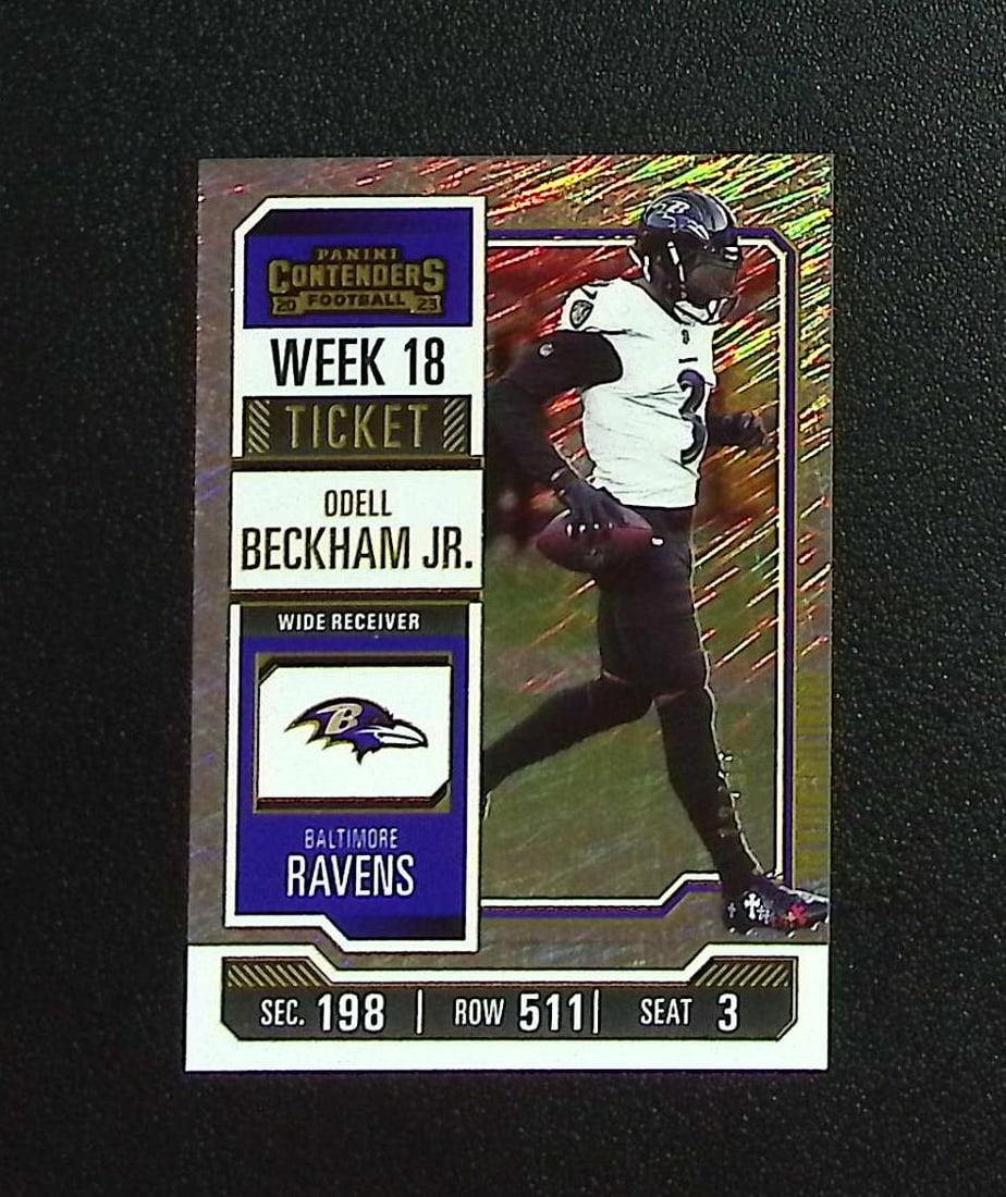 Odell Beckham Jr. FOTL /18 2023 Panini Contenders #10: Panini, Donruss Optic, & Donruss Select, Prizm, Mosaic, Contenders, Zenith, Phoenix, Illusions, Absolute, Rookie NFL Sports Trading Cards, SP, SSP, Cards, Football Cards for Sale Near Me, Superbowl & 