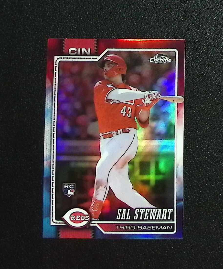Sal Stewart Rookie Red White Blue Refractor 2026 Topps Chrome #6 Cincinnati Reds: Topps, Bowman, & Fanatics Baseball MLB Trading & Sports Cards, Sports Cards for Sale Near Me, World Series & Hall of Fame Players Memorabilia, Refractors, X-Fractors, Numbered, SP, SSP, Valuable Aucti