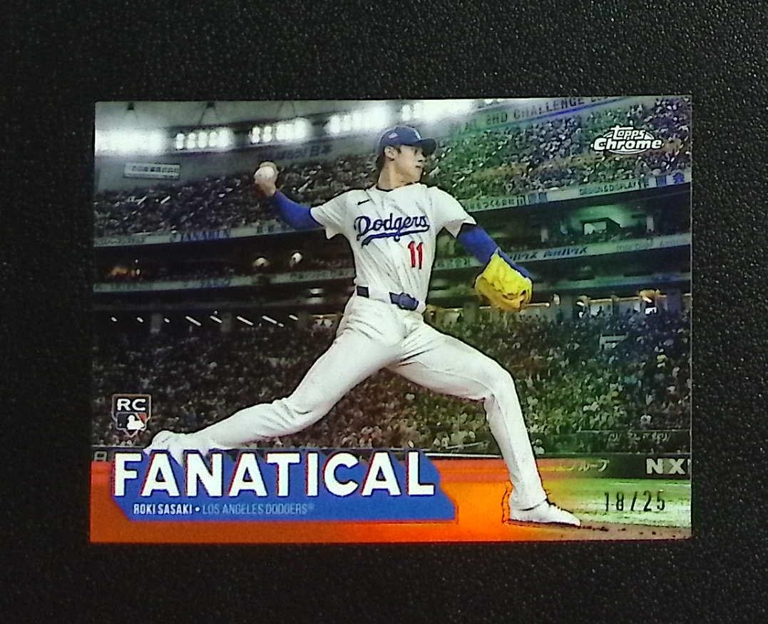 Roki Sasaki Rookie Fanatical Orange Refractor /25 2025 Topps Chrome #FAN-21 Dodgers: Topps, Bowman, & Fanatics Baseball MLB Trading & Sports Cards, Sports Cards for Sale Near Me, World Series & Hall of Fame Players Memorabilia, Refractors, X-Fractors, Numbered, SP, SSP, Valuable Aucti