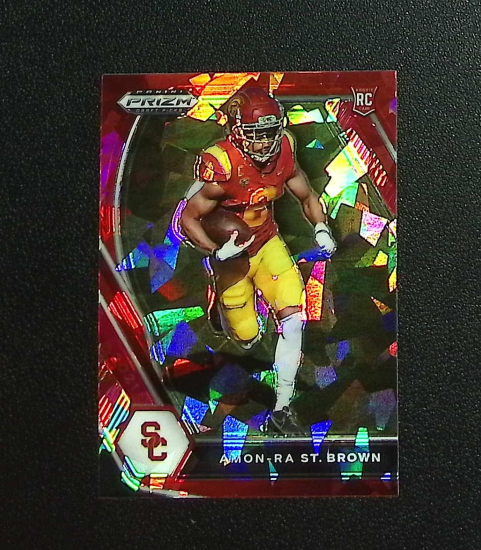 Amon-Ra St. Brown Rookie Red Ice 2021 Prizm Draft Picks #133 USC Trojans, Lions: Panini, Donruss Optic, & Donruss Select, Prizm, Mosaic, Contenders, Zenith, Phoenix, Illusions, Absolute, Rookie NFL Sports Trading Cards, SP, SSP, Cards, Football Cards for Sale Near Me, Superbowl & 