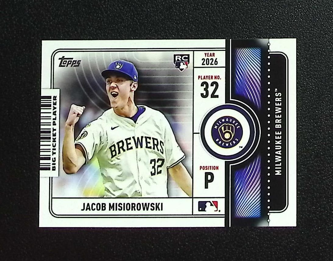 Jacob Misorowski Rookie Card Big Ticket Player 2026 Topps #BTP-2 Milwaukee Brewers: Topps, Bowman, & Fanatics Baseball MLB Trading & Sports Cards, Sports Cards for Sale Near Me, World Series & Hall of Fame Players Memorabilia, Refractors, X-Fractors, Numbered, SP, SSP, Valuable Aucti