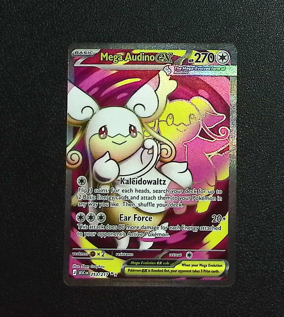 Pokemon Ascended Heroes Mega Audino Ex Ultra Rare #253: Pokemon Trading Card Game Cards, Charizard, Pikachu, Mewtwo, Reverse Holo, Holo Rare, Secret Rare Cards, Full Art Cards, Eevee, Ultra Rare Card, Illustration Rare, Special Illustration Rare SIR
