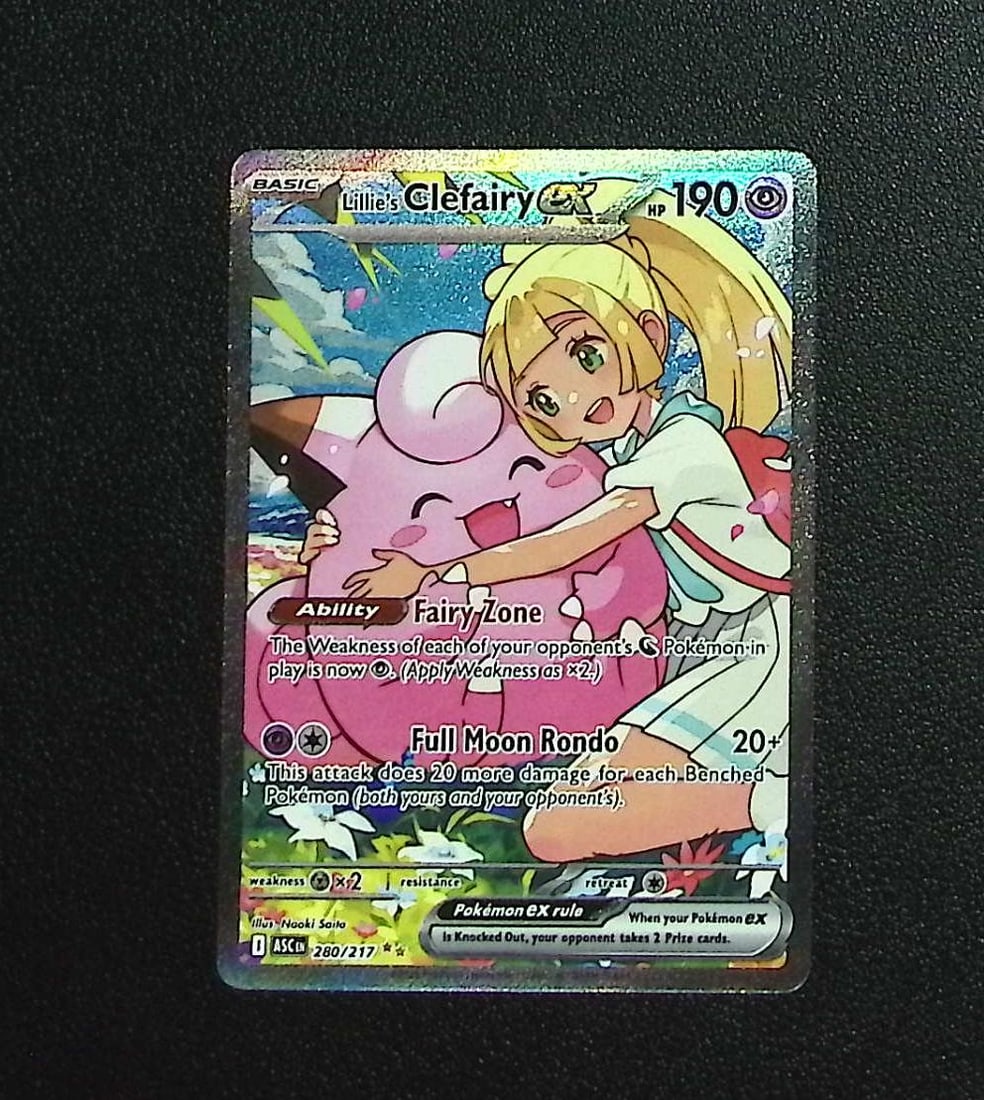 Pokemon Ascended Heroes Lillie's Clefairy Ex Special Illustration Rare #280: Pokemon Trading Card Game Cards, Charizard, Pikachu, Mewtwo, Reverse Holo, Holo Rare, Secret Rare Cards, Full Art Cards, Eevee, Ultra Rare Card, Illustration Rare, Special Illustration Rare SIR