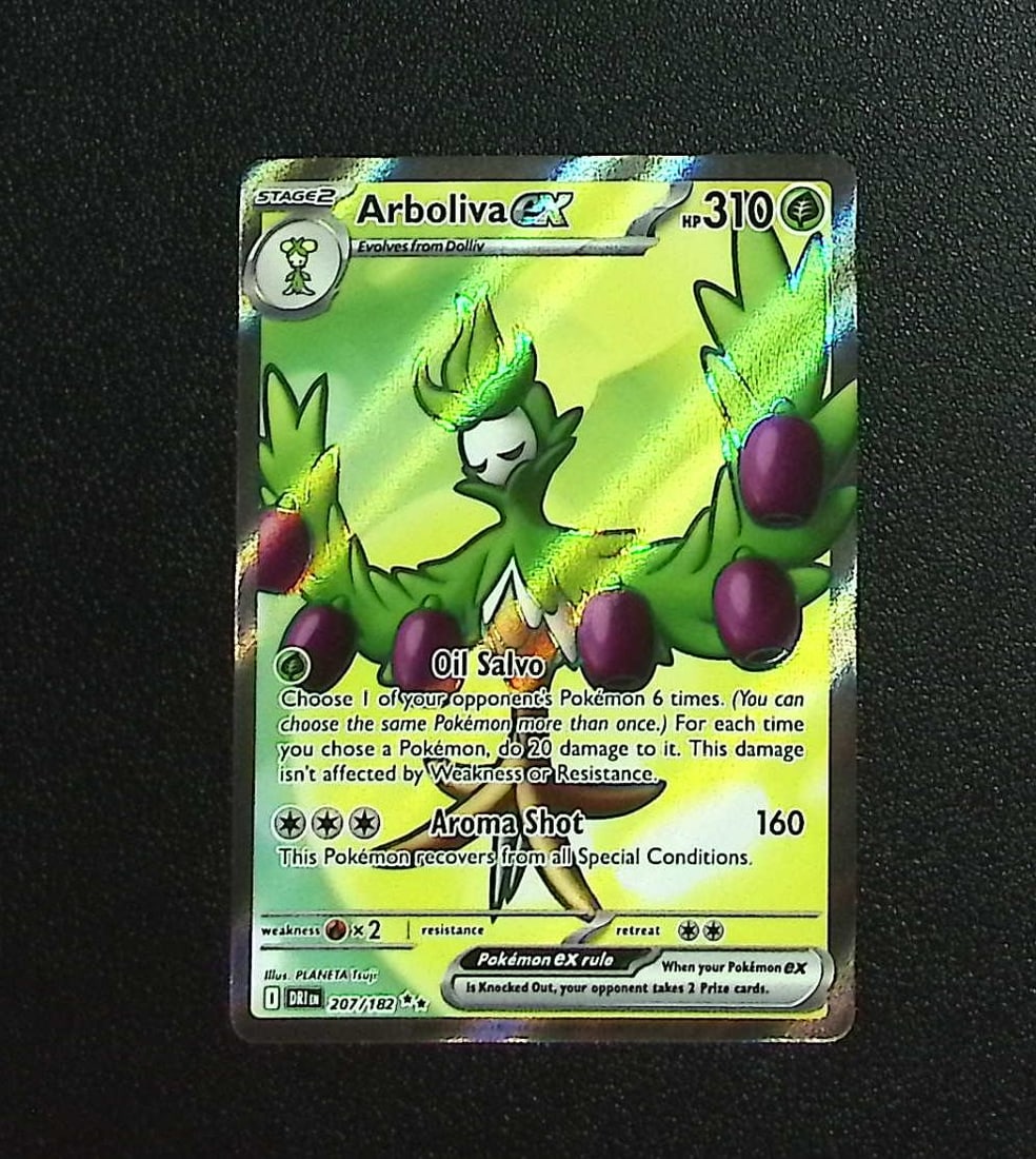 Pokemon Destined Rivals Arboliva Ex Ultra Rare #207: Pokemon Trading Card Game Cards, Charizard, Pikachu, Mewtwo, Reverse Holo, Holo Rare, Secret Rare Cards, Full Art Cards, Eevee, Ultra Rare Card, Illustration Rare, Special Illustration Rare SIR