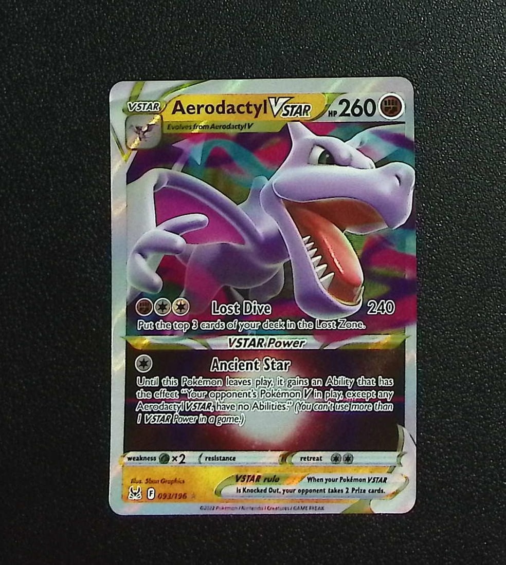 Pokemon Lost Origin Aerodactyl VStar #93: Pokemon Trading Card Game Cards, Charizard, Pikachu, Mewtwo, Reverse Holo, Holo Rare, Secret Rare Cards, Full Art Cards, Eevee, Ultra Rare Card, Illustration Rare, Special Illustration Rare SIR