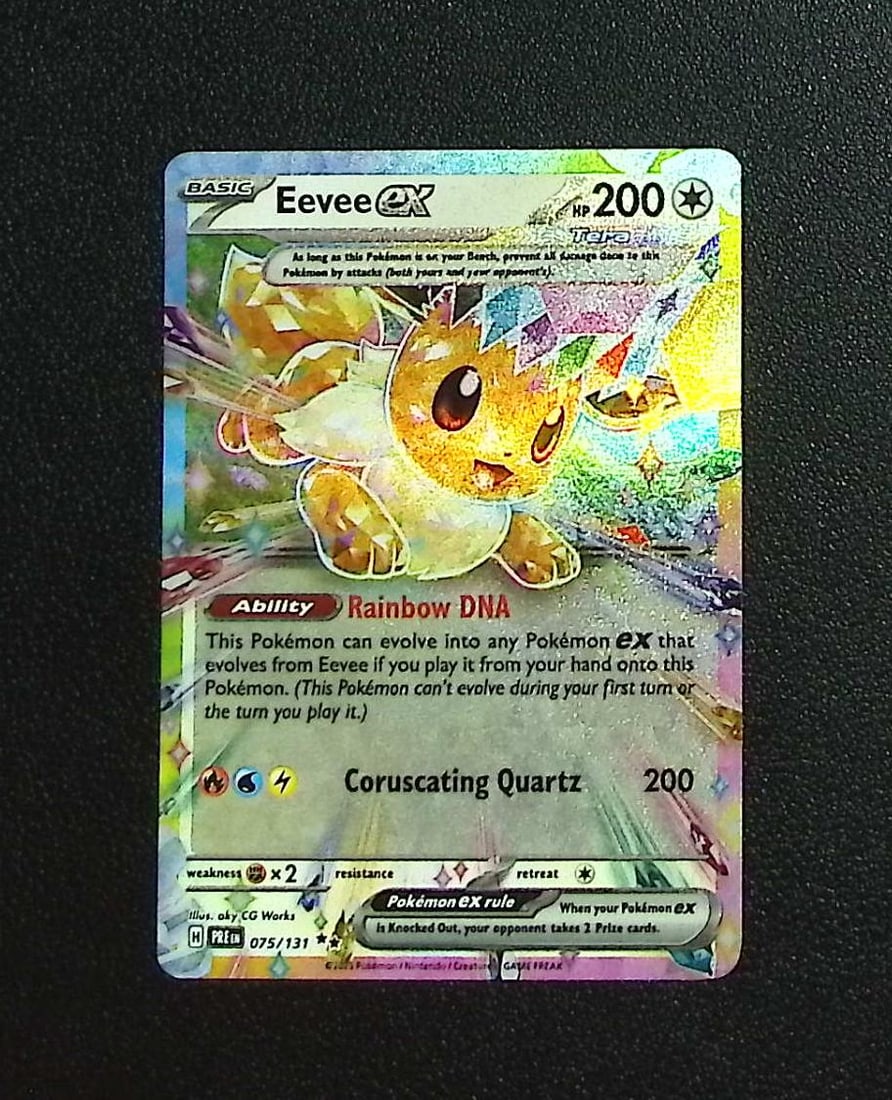 Pokemon Prismatic Evolutions Eevee Ex Double Rare #75: Pokemon Trading Card Game Cards, Charizard, Pikachu, Mewtwo, Reverse Holo, Holo Rare, Secret Rare Cards, Full Art Cards, Eevee, Ultra Rare Card, Illustration Rare, Special Illustration Rare SIR