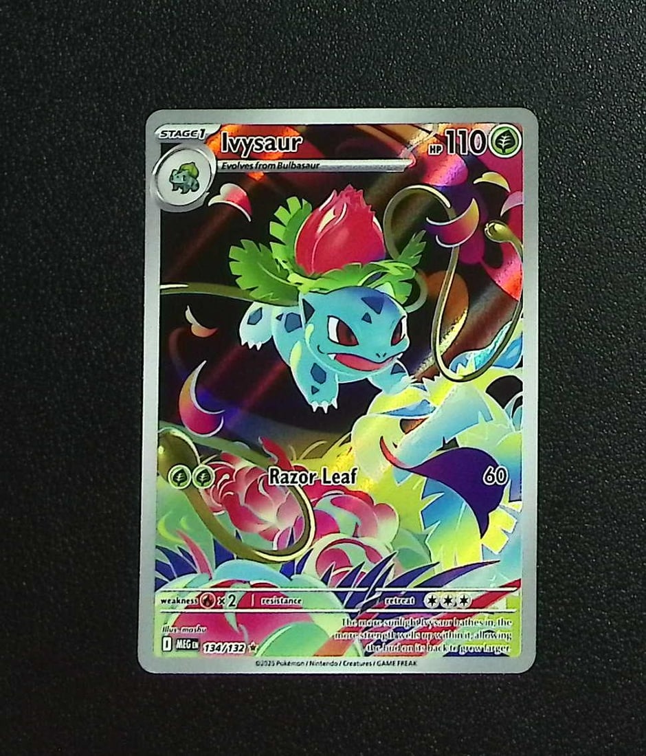 Pokemon Mega Evolution Ivysaur Illustration Rare #134: Pokemon Trading Card Game Cards, Charizard, Pikachu, Mewtwo, Reverse Holo, Holo Rare, Secret Rare Cards, Full Art Cards, Eevee, Ultra Rare Card, Illustration Rare, Special Illustration Rare SIR