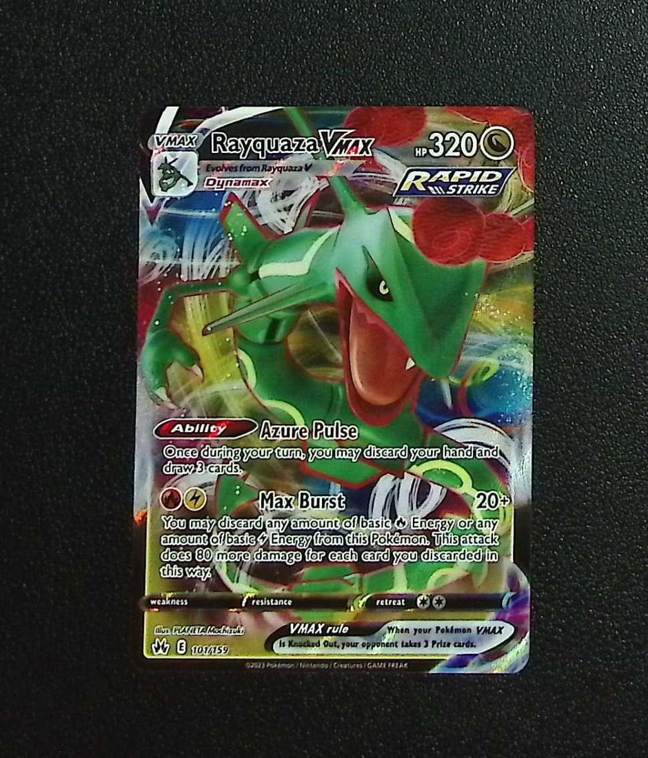 Pokemon Crown Zenith Rayquaza VMax #101: Pokemon Trading Card Game Cards, Charizard, Pikachu, Mewtwo, Reverse Holo, Holo Rare, Secret Rare Cards, Full Art Cards, Eevee, Ultra Rare Card, Illustration Rare, Special Illustration Rare SIR