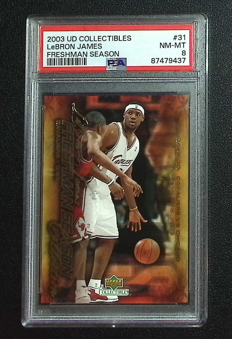 LeBron James Freshman Season 2003-04 Upper Deck Collectibles #31 PSA 8 Cavaliers: Upper Deck, Basketball NBA Trading & Sports Cards, Sports Cards for Sale Near Me, Chrome, Refractor, SP, SSP, Valuable Auction Memorabilia Lots Sold On Line, NBA Championship & Hall of Fame Player Car