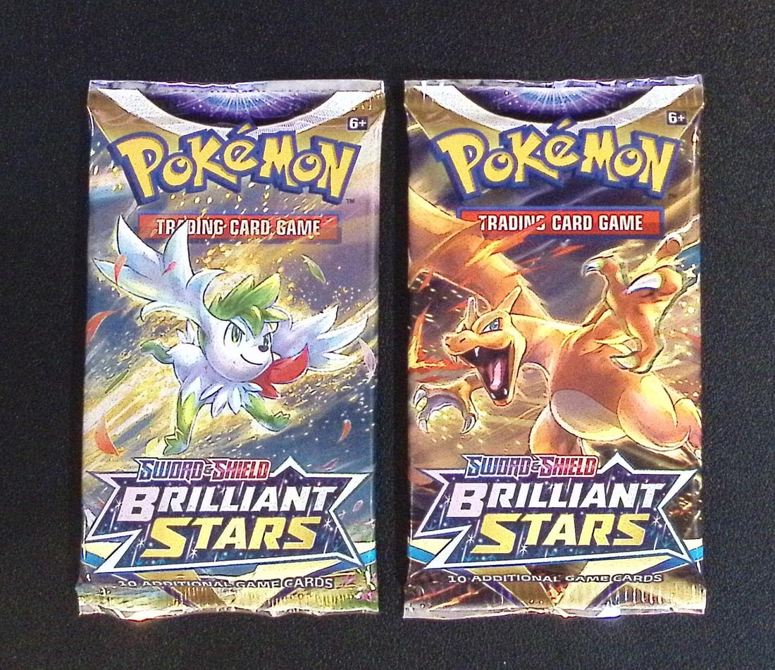 Lot of 2 Pokemon Brilliant Stars 10 Card Booster Packs: Pokemon Trading Card Game Cards, Charizard, Pikachu, Mewtwo, Reverse Holo, Holo Rare, Secret Rare Cards, Full Art Cards, Eevee, Ultra Rare Card, Illustration Rare, Special Illustration Rare SIR