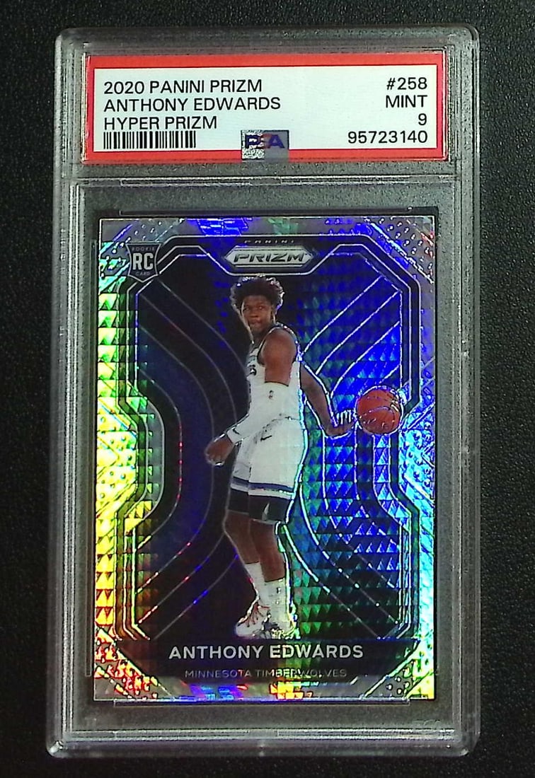 Anthony Edwards Rookie Hyper Prizm 2020-21 Panini Prizm #258 PSA 9 Timberwolves: Panini, Donruss Optic, Donruss Select, Prizm, Mosaic, Contenders, Revolution, Phoenix, NBA Hoops, Rookie NFL Sports Trading Cards, Silver, SP, SSP, Wave Prizms, Numbered Cards, Basketball sports Cards