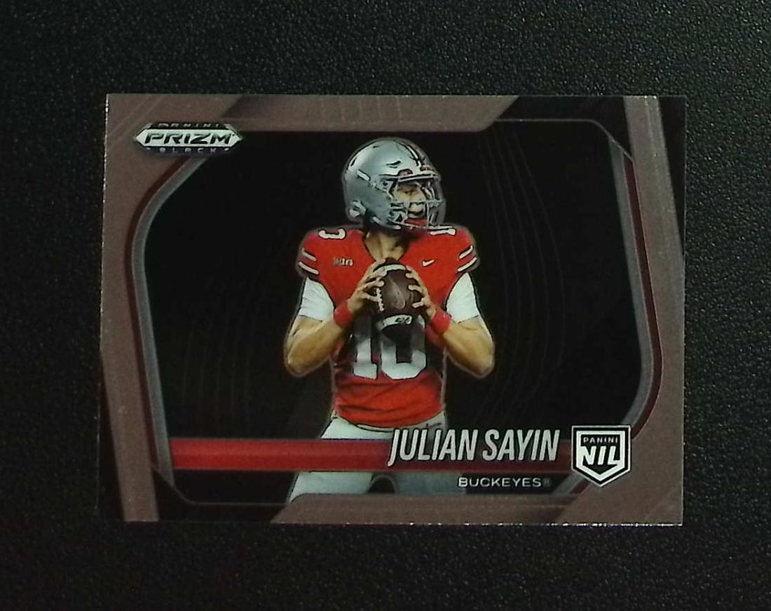 Julian Sayin 2025 Panini Prizm Black #192 Ohio State Buckeyes: Panini, Donruss Optic, & Donruss Select, Prizm, Mosaic, Contenders, Zenith, Phoenix, Illusions, Absolute, Rookie NFL Sports Trading Cards, SP, SSP, Cards, Football Cards for Sale Near Me, Superbowl & 