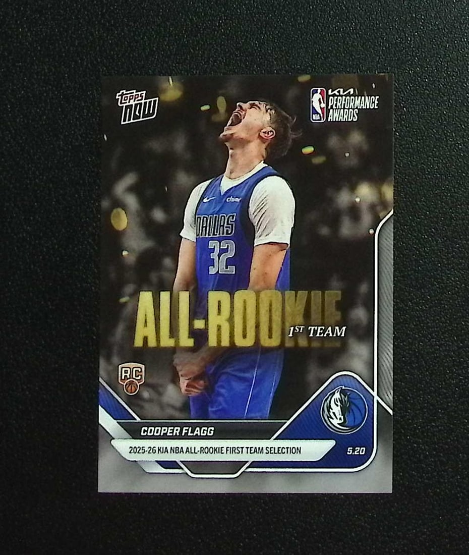 Cooper Flagg All-Rookie 1st Team 2026 Topps Now #AR01 Dallas Mavericks: Topps & Bowman Basketball NBA Trading & Sports Cards, Sports Cards for Sale Near Me, Chrome, Refractor, SP, SSP, Valuable Auction Memorabilia Lots Sold On Line, NBA Championship & Hall of Fame Player 