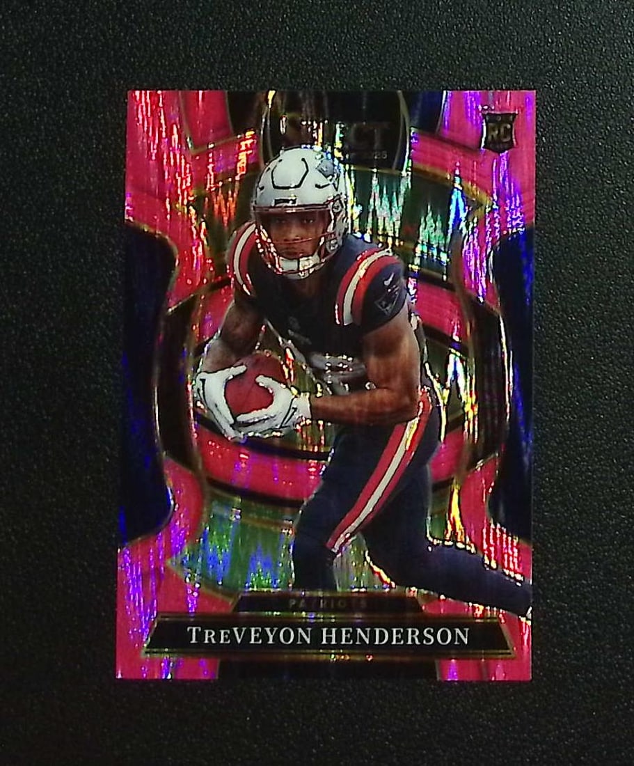 TreVeyon Henderson Rookie Pink Shock Prizm 2025 Select #78 New England Patriots: Panini, Donruss Optic, & Donruss Select, Prizm, Mosaic, Contenders, Zenith, Phoenix, Illusions, Absolute, Rookie NFL Sports Trading Cards, SP, SSP, Cards, Football Cards for Sale Near Me, Superbowl & 