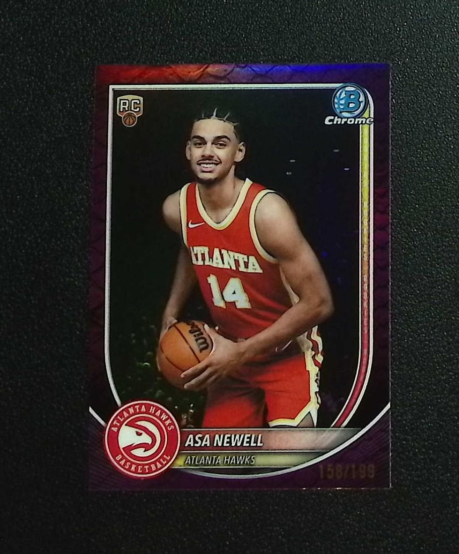 Asa Newell Rookie Fuchsia Reptilian /199 2025-26 Bowman Chrome #BCV-23 Hawks: Topps & Bowman Basketball NBA Trading & Sports Cards, Sports Cards for Sale Near Me, Chrome, Refractor, SP, SSP, Valuable Auction Memorabilia Lots Sold On Line, NBA Championship & Hall of Fame Player 