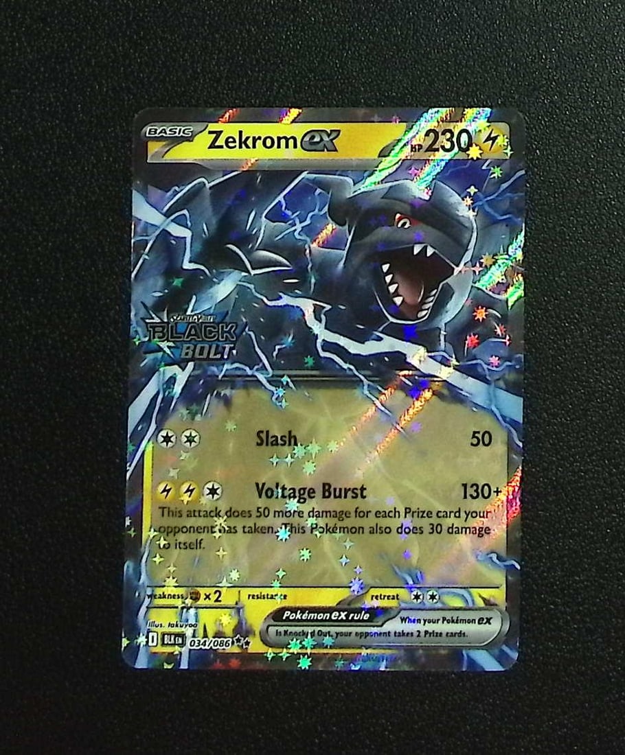 Pokemon Black Bolt Stamped Zekrom Ex #34: Pokemon Trading Card Game Cards, Charizard, Pikachu, Mewtwo, Reverse Holo, Holo Rare, Secret Rare Cards, Full Art Cards, Eevee, Ultra Rare Card, Illustration Rare, Special Illustration Rare SIR