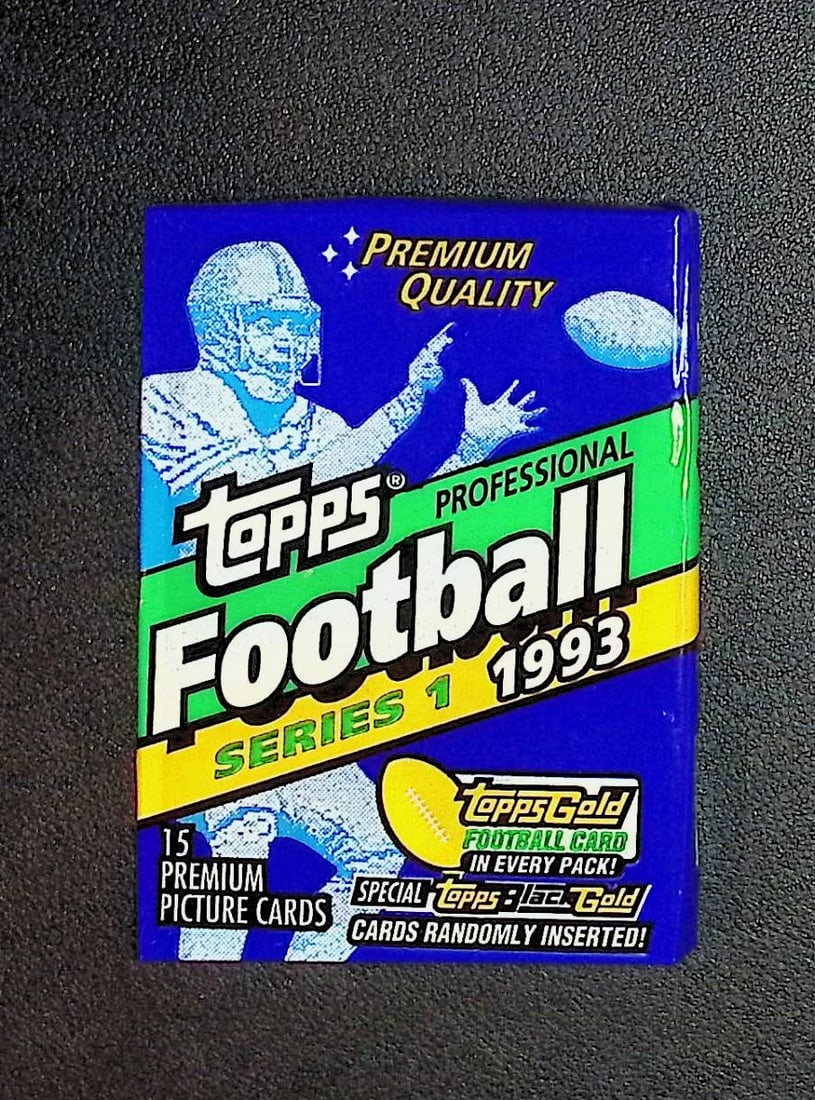 1993 Topps Football Card Retail Box Wax Pack - John Elway, Dan Marino, Joe Montana: Vintage Valuable Football NFL Trading & Sports Cards, Old Sports Cards Sold On Line, Auction Lots Sold On Line, Super Bowl and Hall of Fame Players, Dallas Cowboys, Buffalo Bills, Steelers, 49ers, Joe