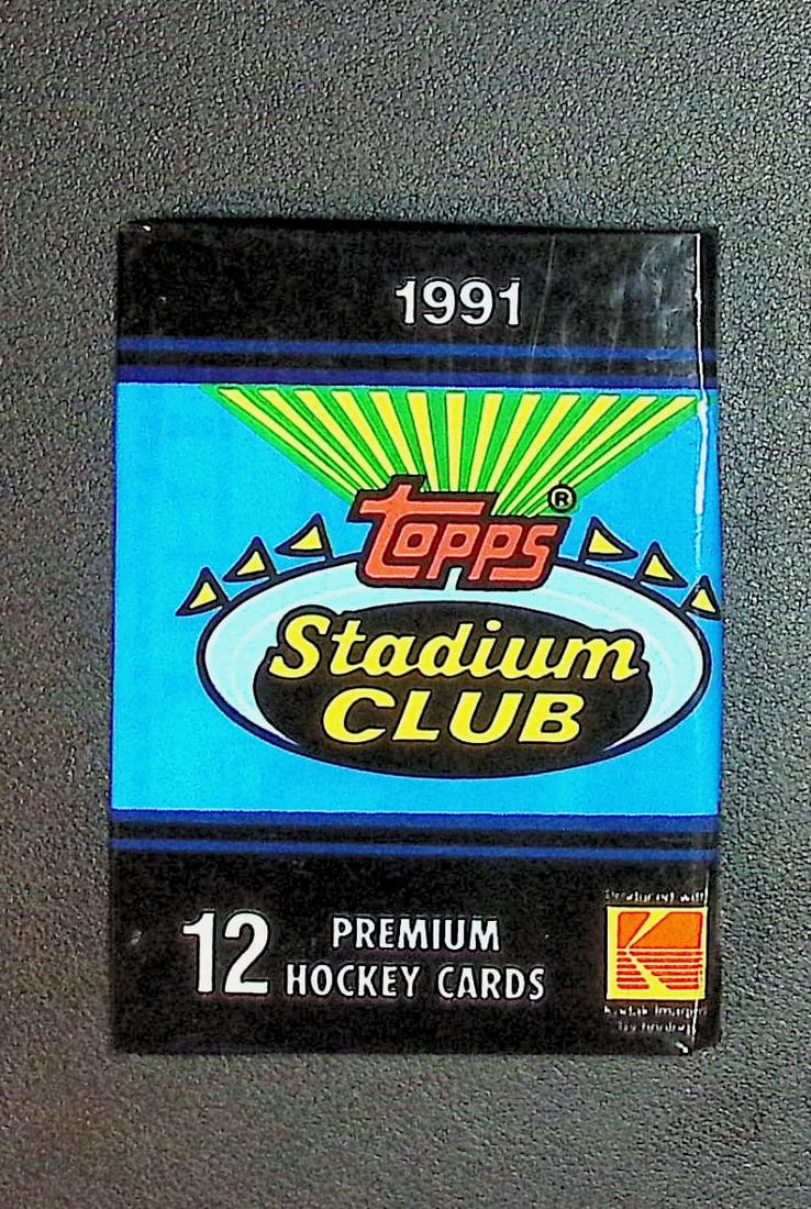 1991 Topps STADIUM CLUB Hockey Cards Retail Box Wax Pack NHL Trading Cards: Topps Vintage Hockey NHL Trading & Sports Cards, Brett Hull, Ray Bourque, Patrick Roy, Mario Lemieux, Wayne Gretzky, Old Sports Cards for Sale Near Me, Stanley Cup & Hall of Fame Players, Valuable Auc
