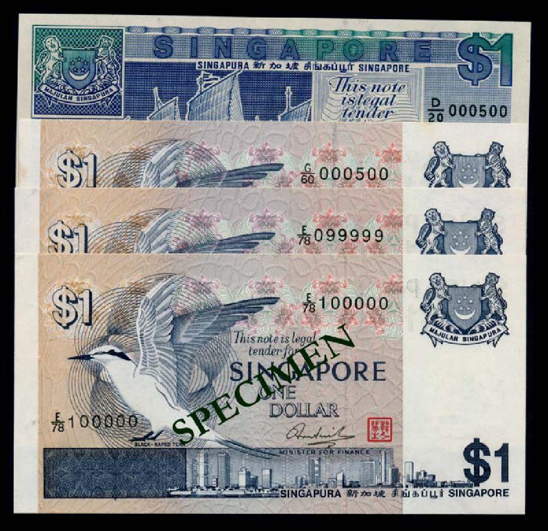 Singapore 3x$1 1976 bird $1 1987 ship HTT (1 of 1)