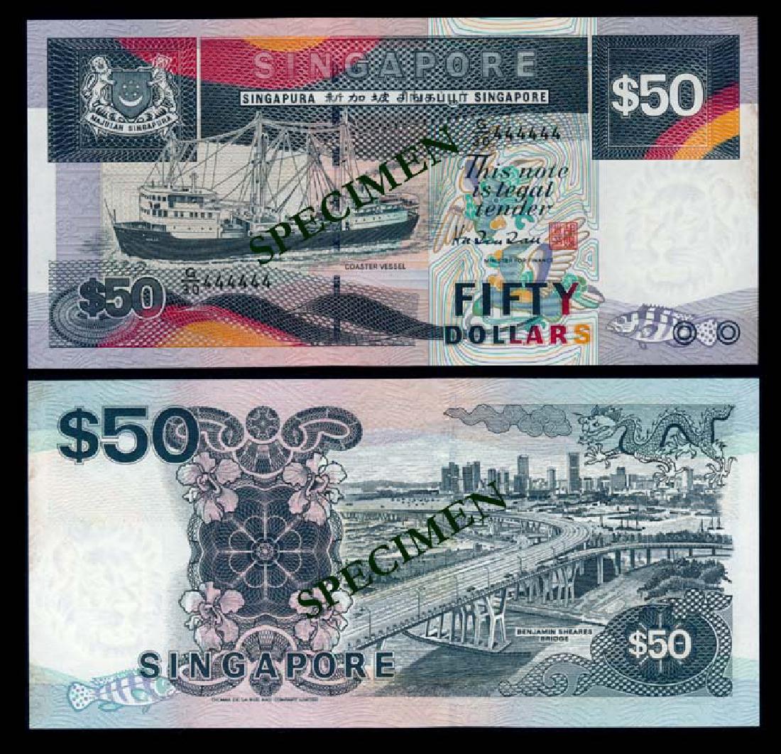 Singapore $50 1997 ship HTT G/30 444444 (1 of 1)