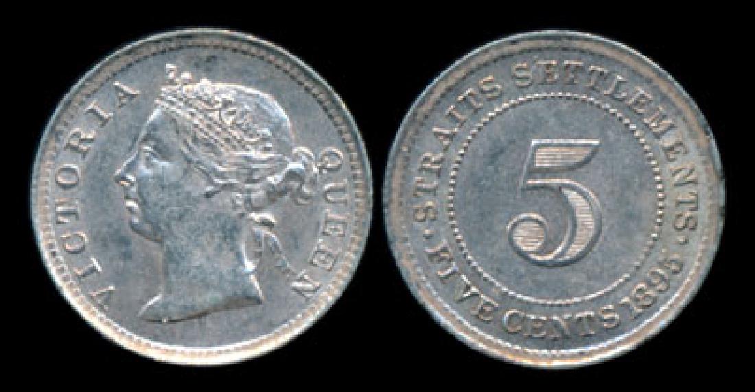 Straits Settlements QV 5c 1895 AU (1 of 1)