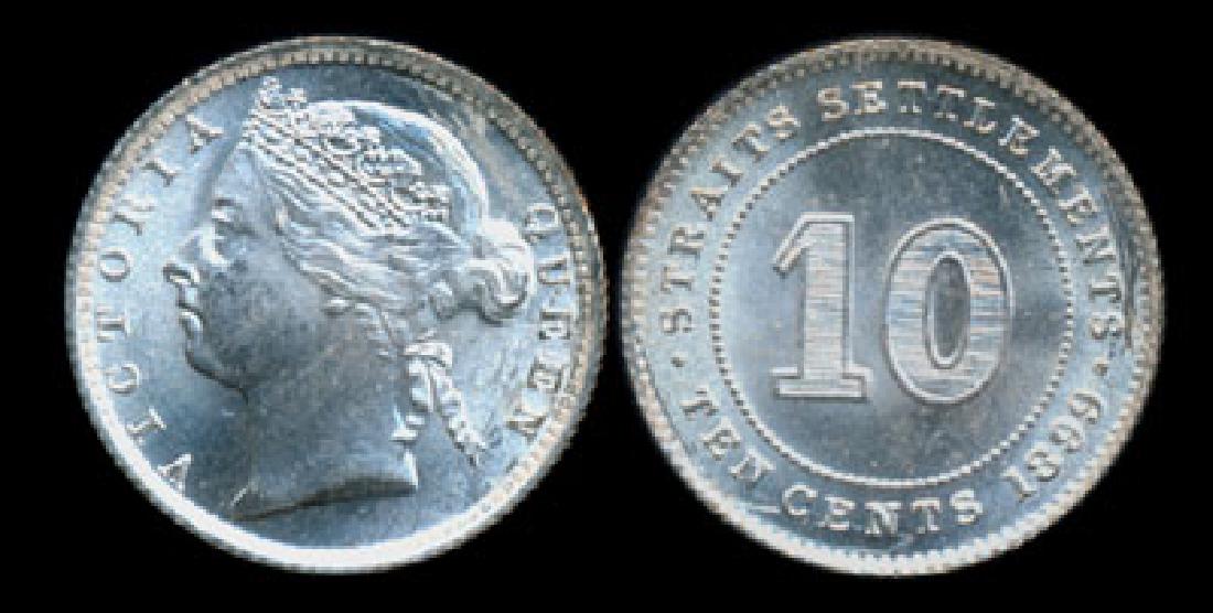 Straits Settlements QV 10c 1899 AU-UNC (1 of 1)