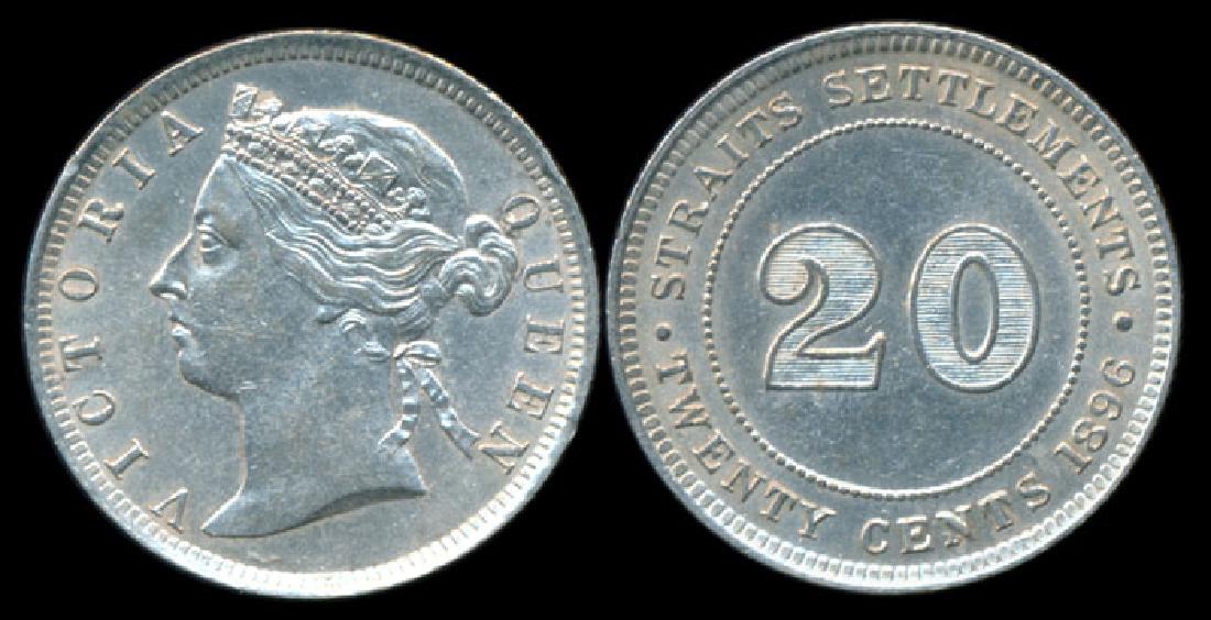 Straits Settlements QV 20c 1896 AU (1 of 1)