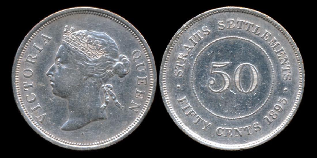 Straits Settlements QV 50c 1895 VF (1 of 1)