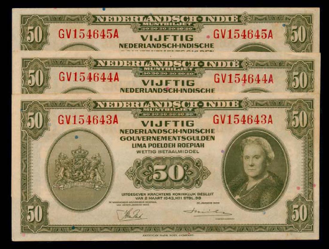 Netherlands Indies 3x50 1943 Gulden AU (1 of 1)