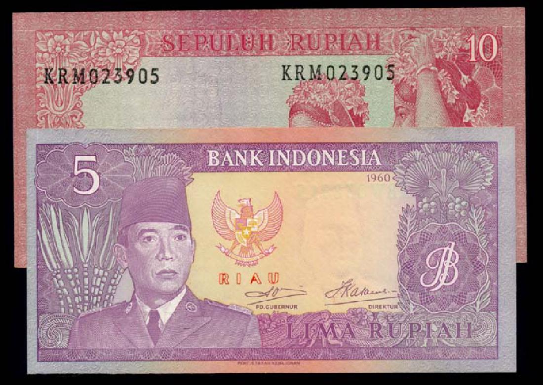 2 Indonesia Riau 5-10 Rupiah 1960 AU-UNC (1 of 1)