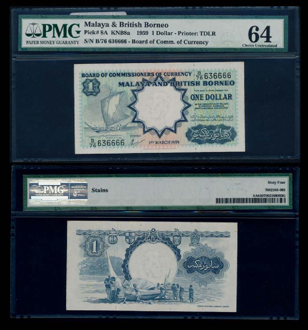 Malaya Br Borneo $1 1959 sailing boat PMG (1 of 1)