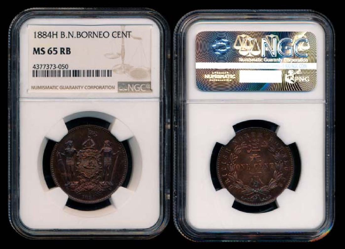 British North Borneo 1c 1884H NGC MS65RB (1 of 1)