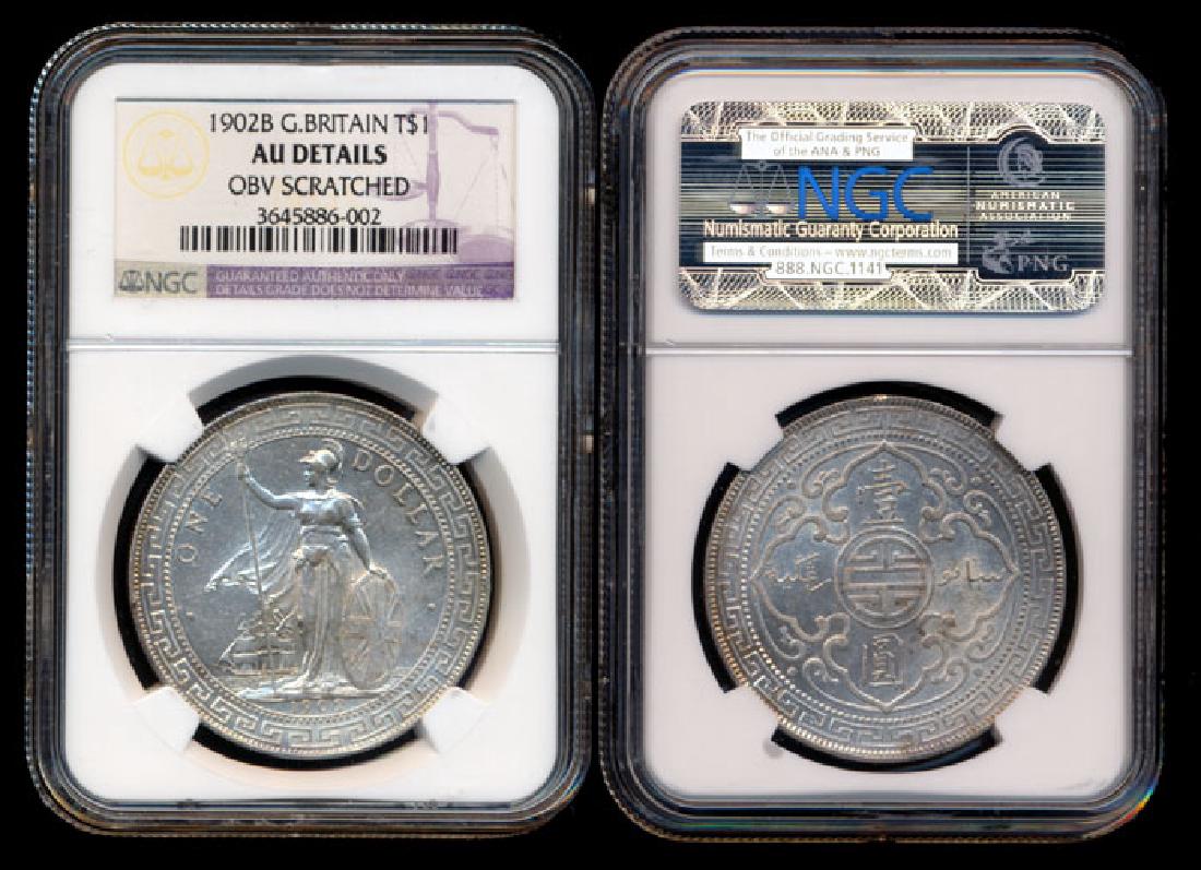 British Trade Dollars 1902B NGC AU Details (1 of 1)
