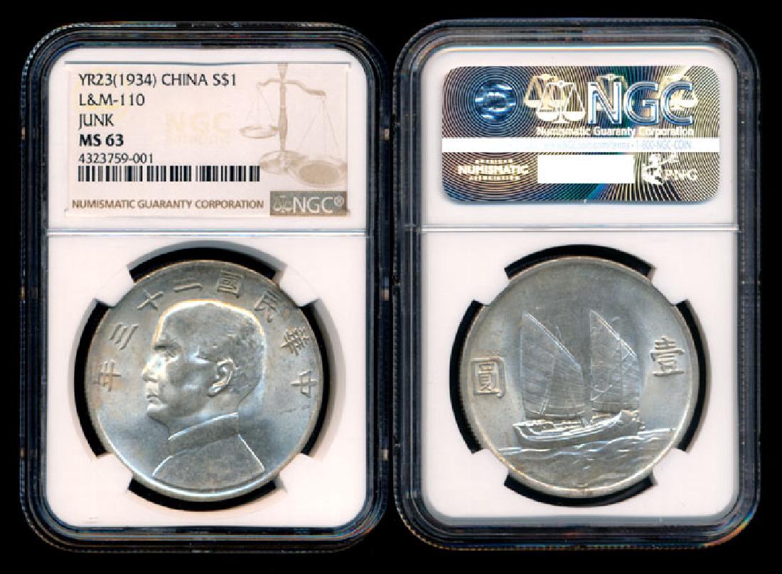 China Republic $1 1934 SYS NGC MS63 (1 of 1)