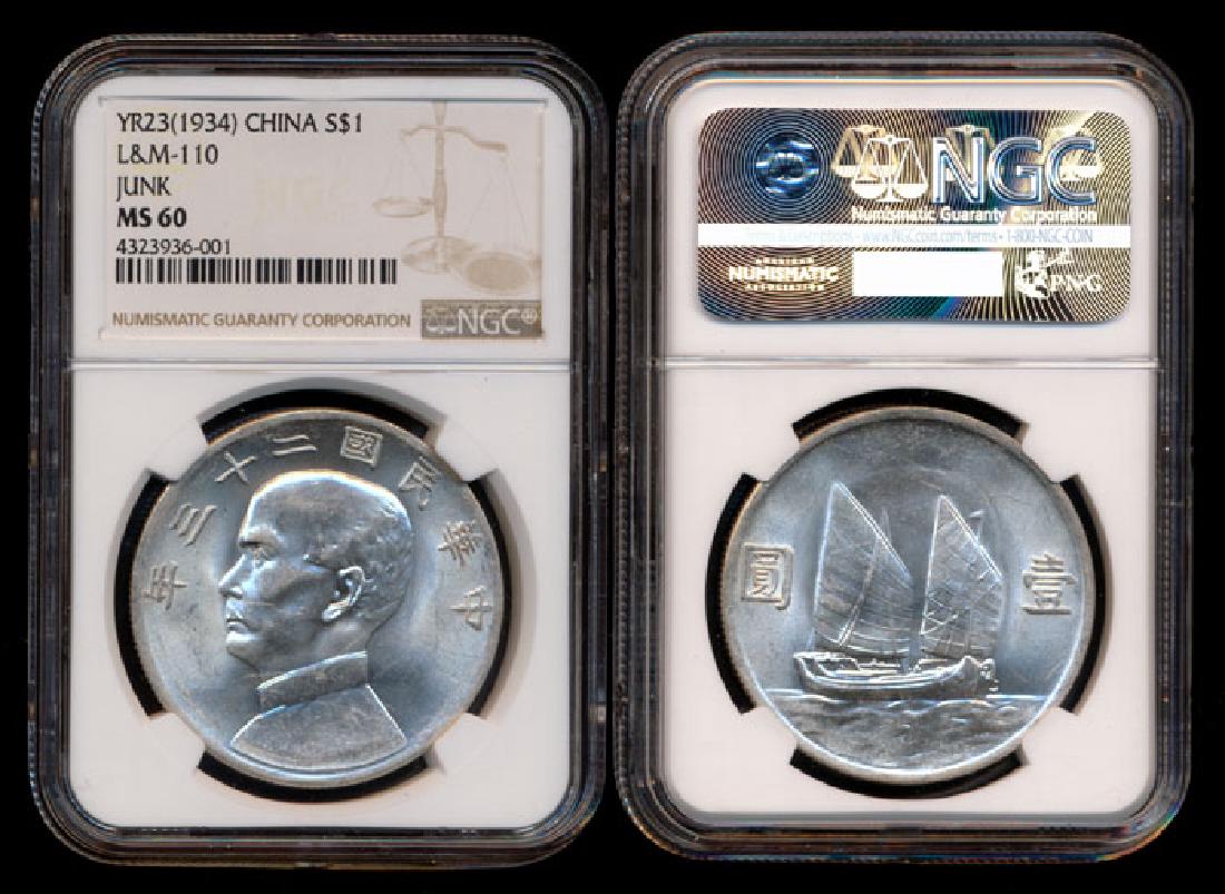 China Republic $1 1934 SYS NGC MS60 (1 of 1)