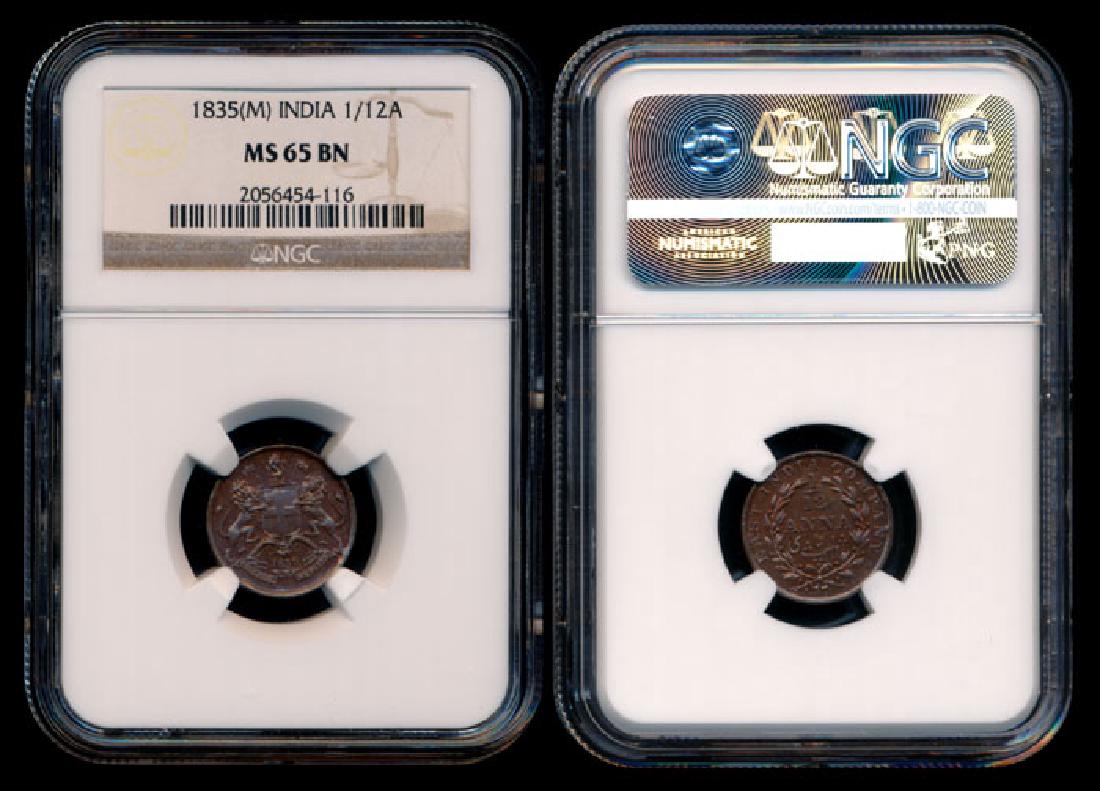 India  EIC 1/12 Anna 1835(M) NGC MS65BN (1 of 1)