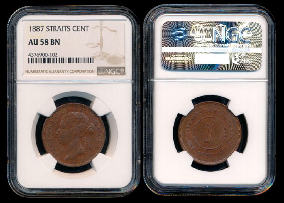 Straits Settlements QV 1c 1887 NGC AU58BN (1 of 1)