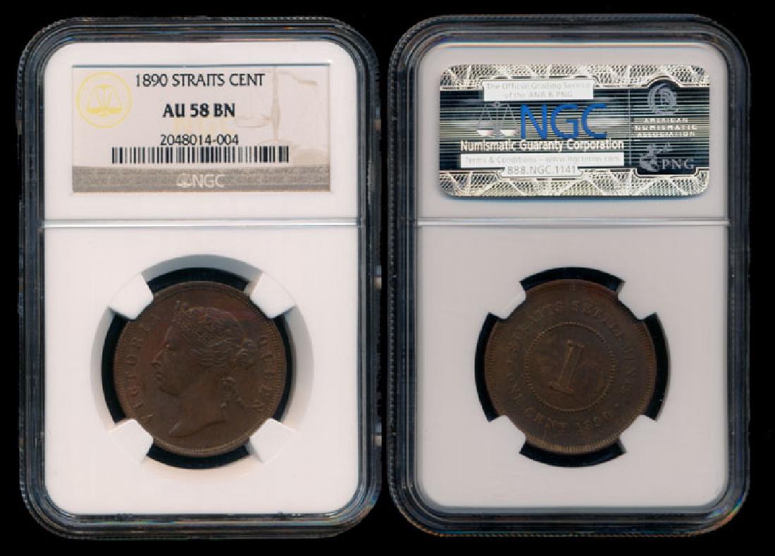 Straits Settlements QV 1c 1890 NGC AU58BN (1 of 1)