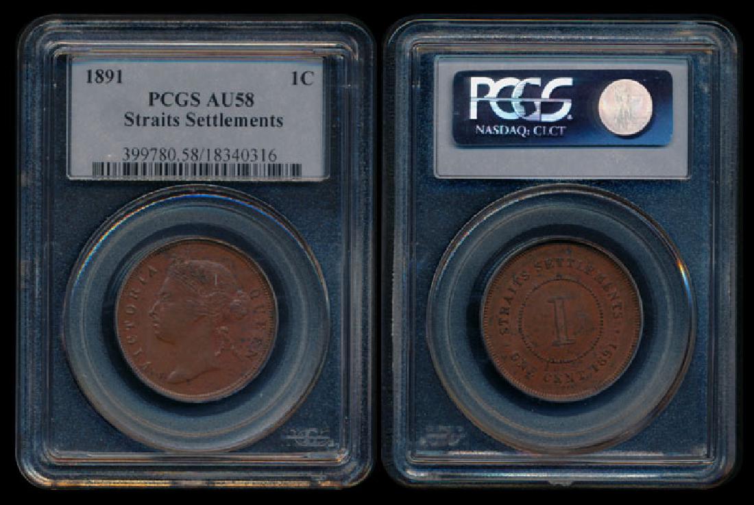 Straits Settlements QV 1c 1891 PCGS AU58 (1 of 1)