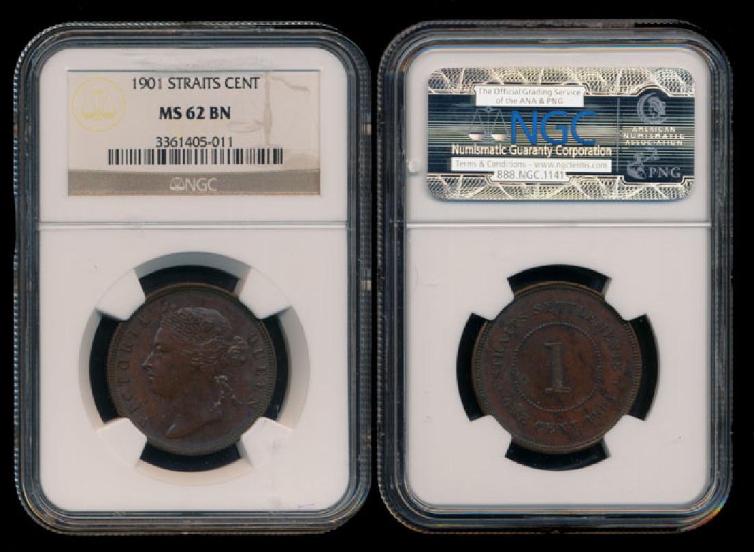 Straits Settlements QV 1c 1901 NGC MS62BN (1 of 1)