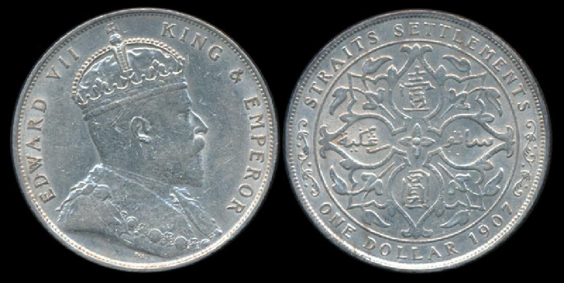 Straits Settlements KEVII $1 1907 EF-AU (1 of 1)