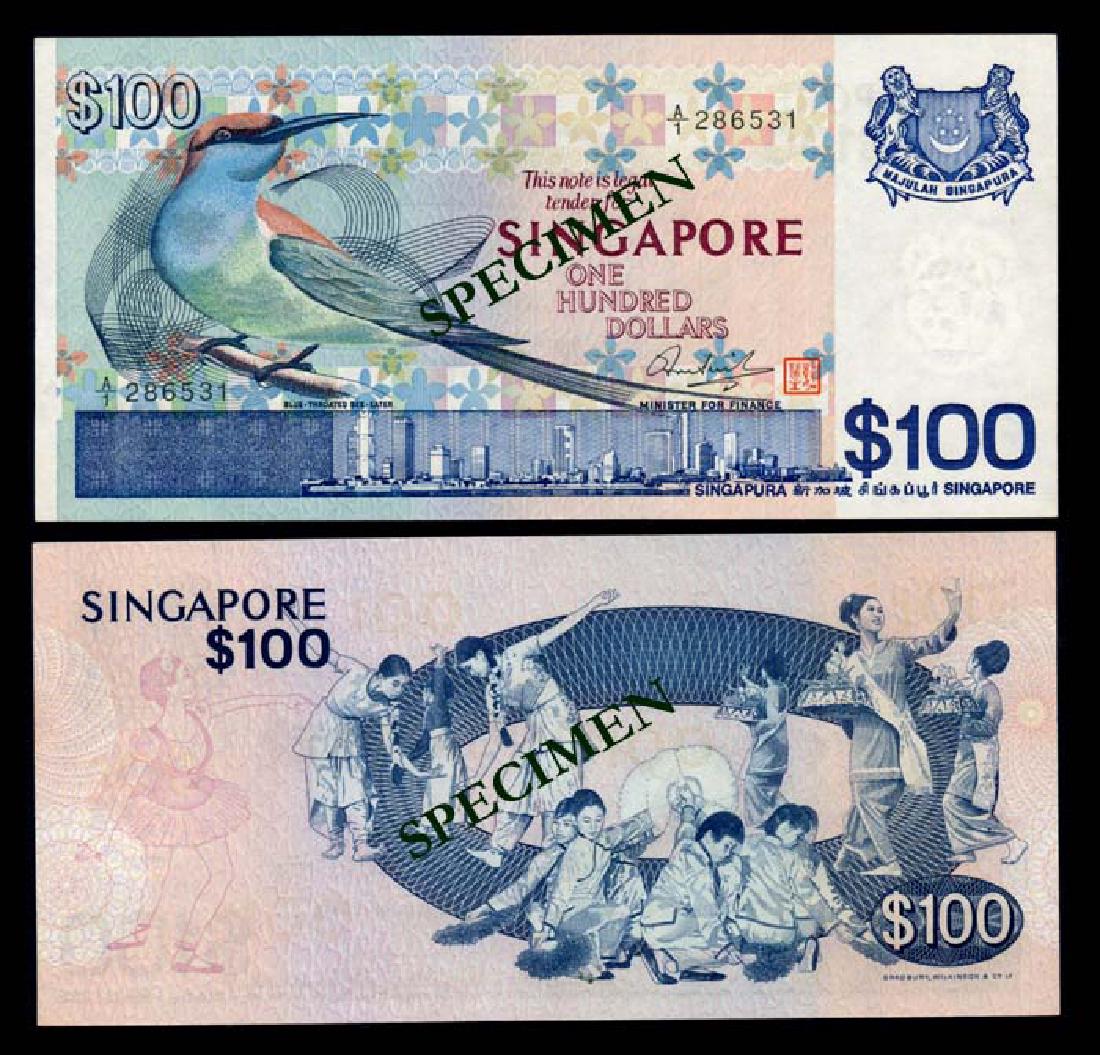 Singapore $100 1977 bird 1st prefix AU (1 of 1)