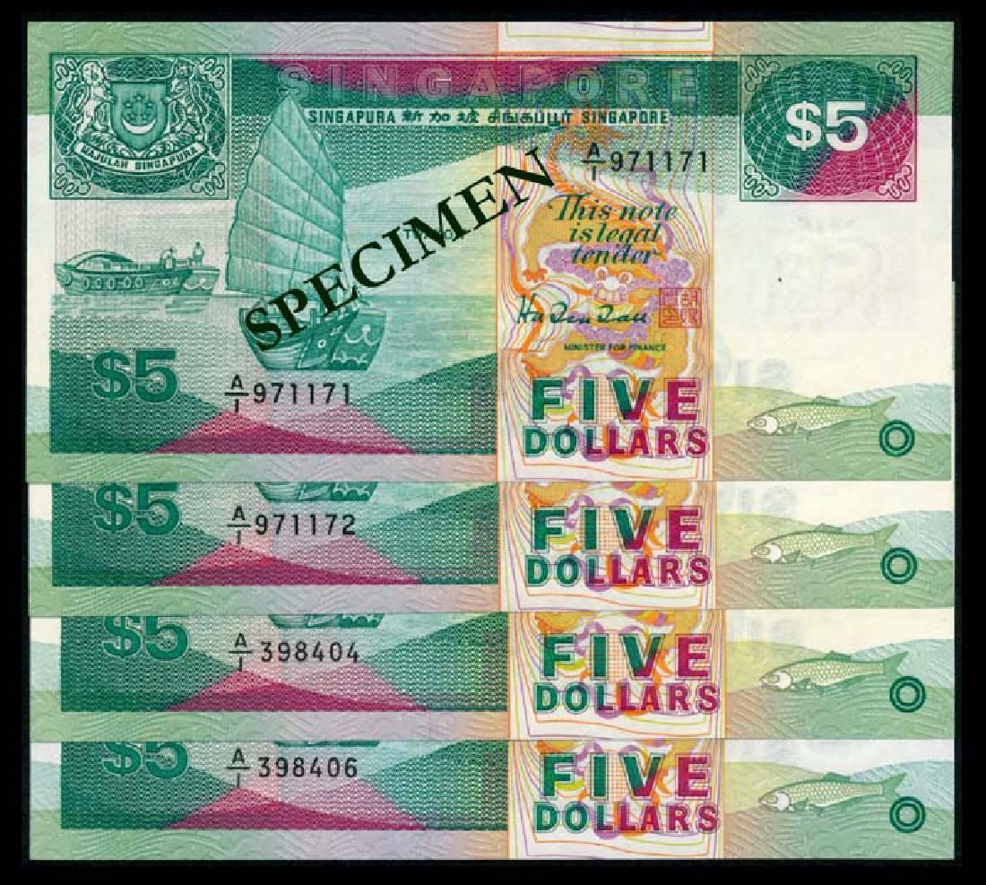 Singapore 4x$5 1989 ship 1st prefix (1 of 1)