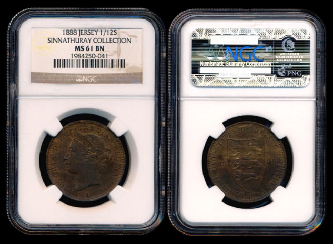 Jersey QV 1/12 Shilling 1888 NGC MS61BN (1 of 1)