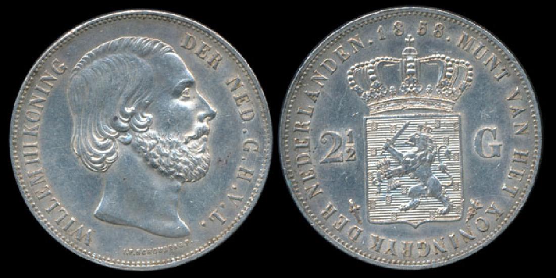 Netherlands Willem III 2-1/2 Gulden 1858 (1 of 1)